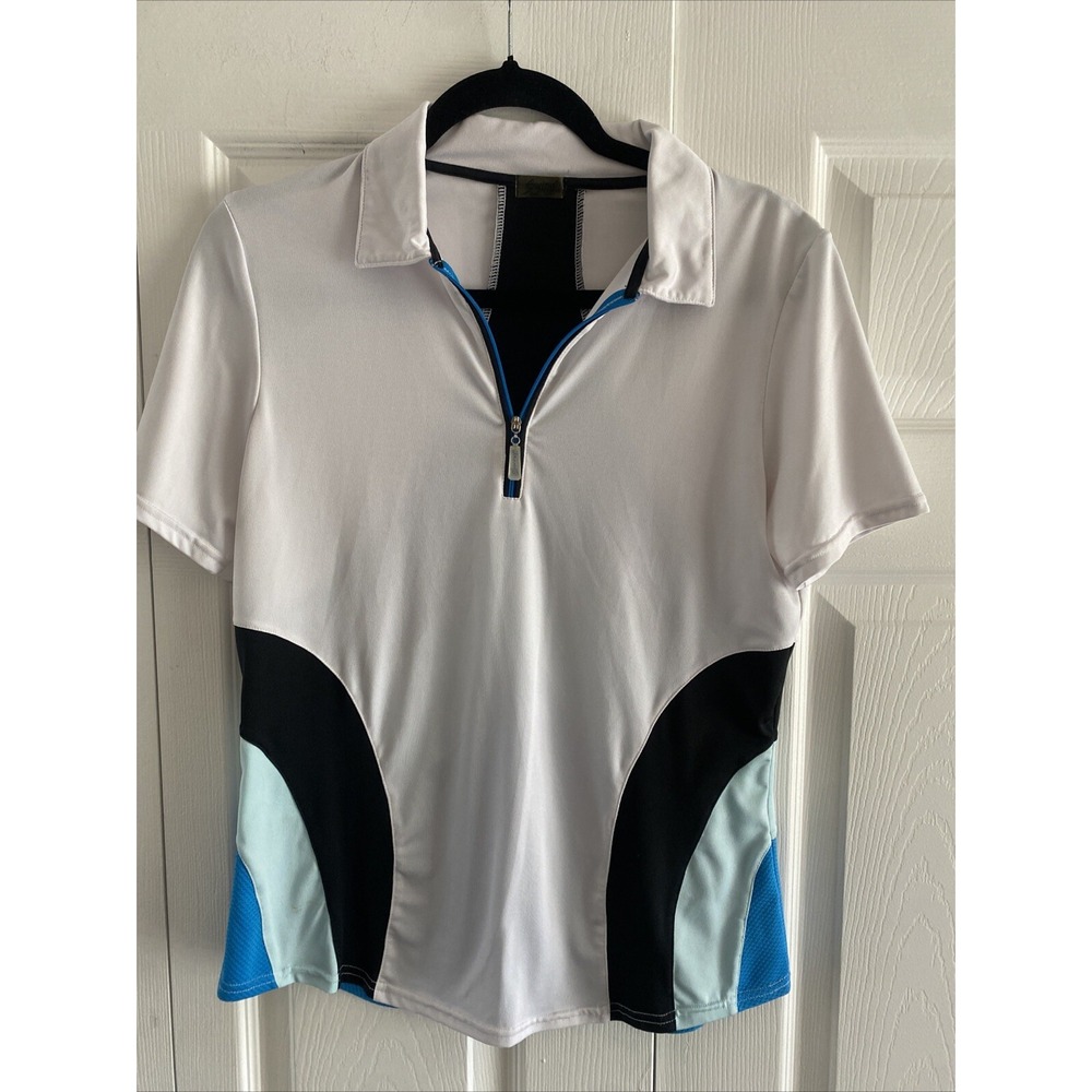 Swing Bette Court Womens Large Tennis‎ Top Wicking Performance Golf Polo Preppy